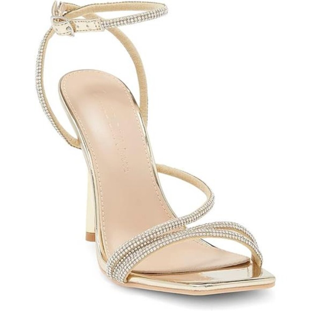 Women's Square Toe Rhinestone Embellished Straps Formal Stiletto High Heels - Picture 7 of 7